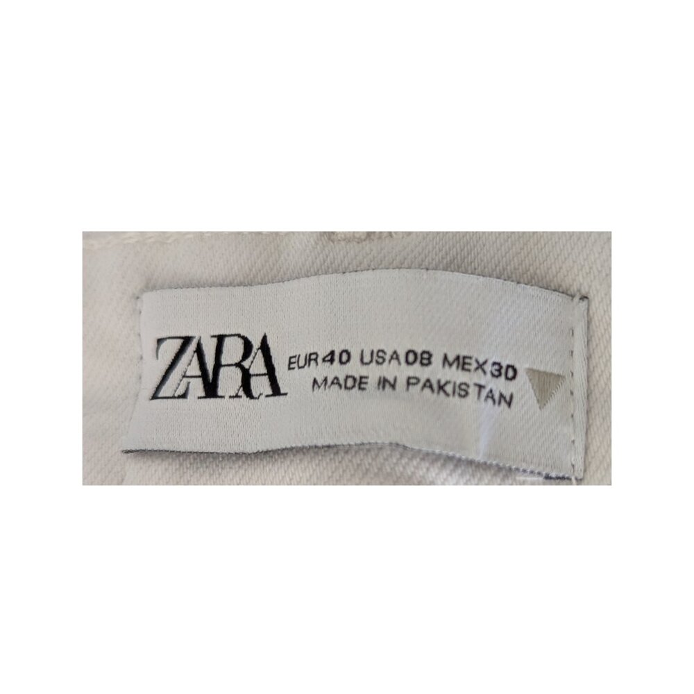 ZARA White Straight Crop Jeans – Size 8 – Join Life – Raw Hem – Preowned - Picture 4 of 7